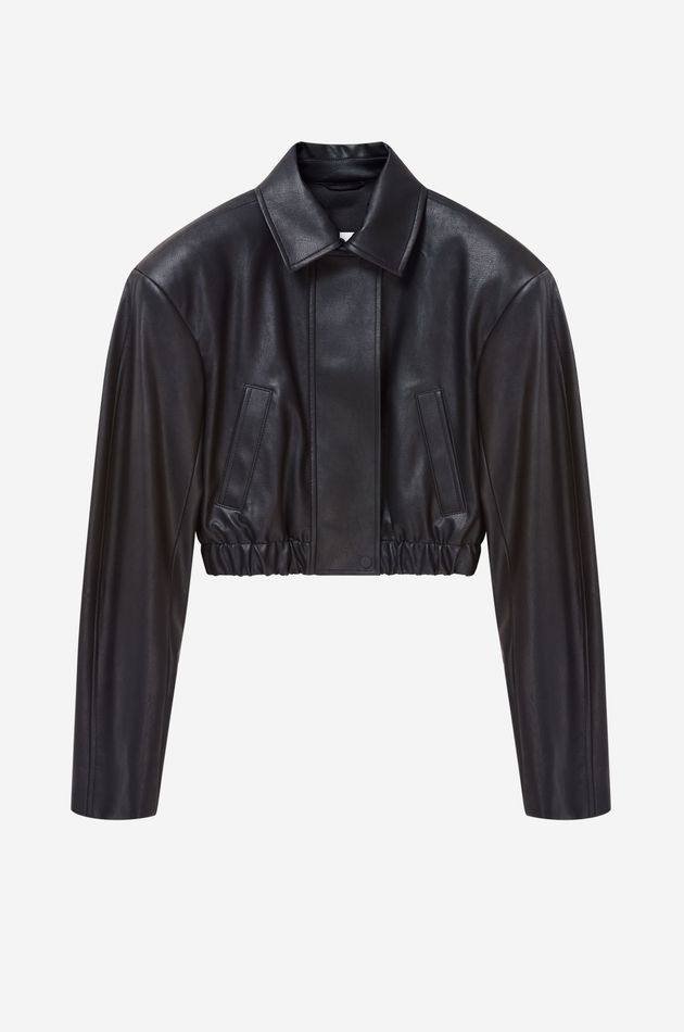 Укороченная куртка из веган кожи