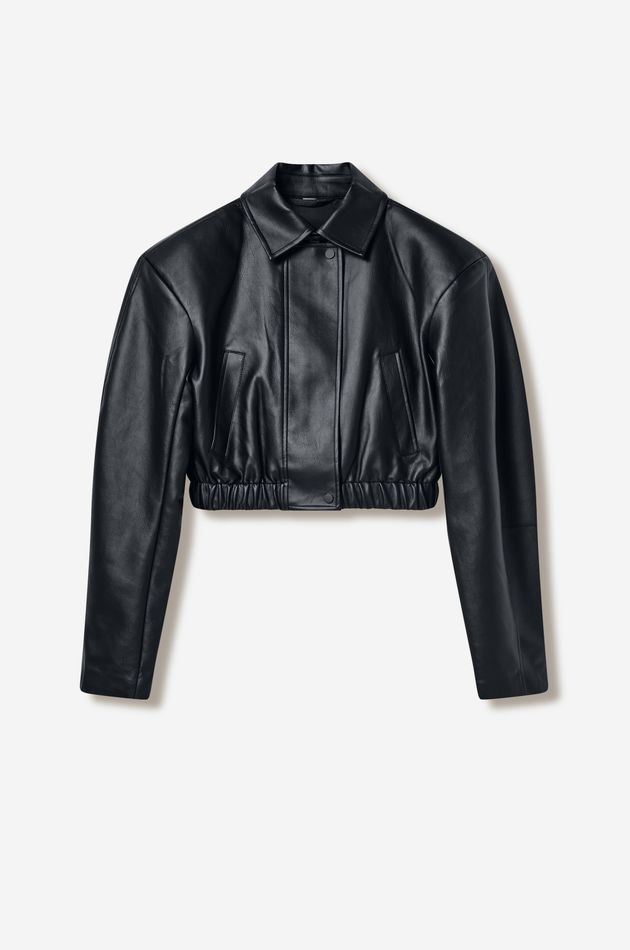 Укороченная куртка из веган кожи