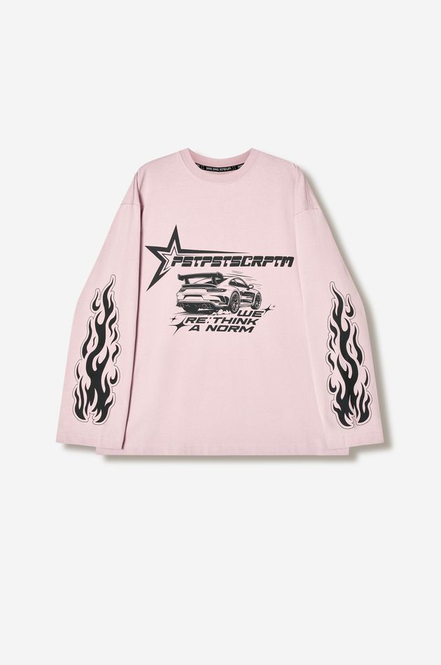 Лонгслив  с Потертым Принтом HELLO MOTO